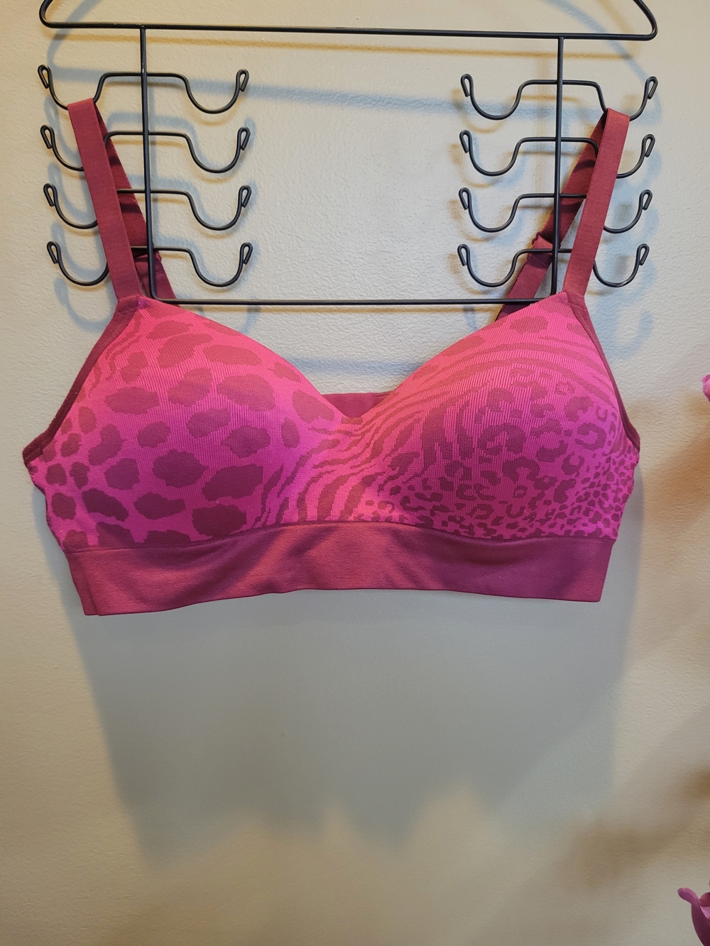 No Boundaries Hot Pink Animal-Print Seamless Bralette